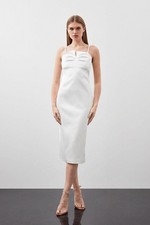 Karen Millen Bodycon Midi Dress UK8 in Cream RRP £229