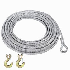 3/8" x 50ft Heavy Duty Winch Cable - 7x19 Stranded Galvanized Steel Wire 50FT