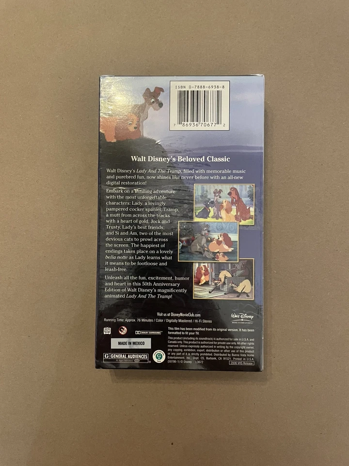 Disney Exclusive Lady And The Tramp 50th Anniversary Edition VHS Movie Sealed - Image 2 of 2