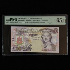 2004 Gibraltar  Commemorative  20 Pounds Pick#31a PMG 65 EPQ Gem UNC