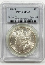 1890-S S$1 PCGS MS62