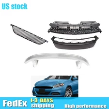 Front Bumper Reinforcement Molding & Upper & Lower Grille Fit 2013-16 Dodge Dart
