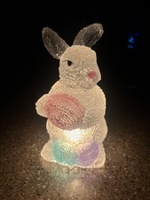 Easter Bunny Holding Eggs Light Up Lamp With Original Box  Cord Acrylic Works