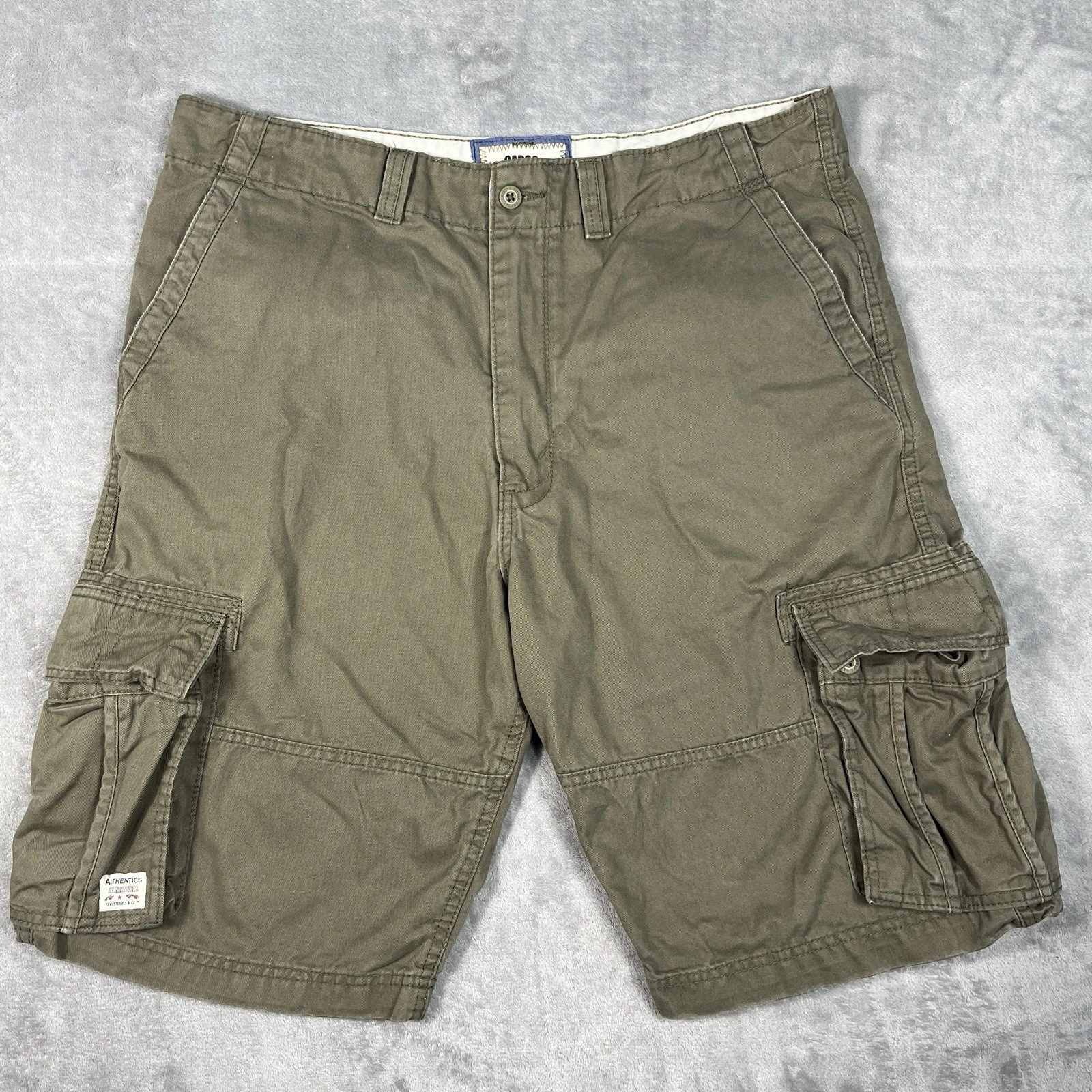 Levis Cargo Shorts 40x12” Mens Olive Green Authentics Signature Cotton Hiking