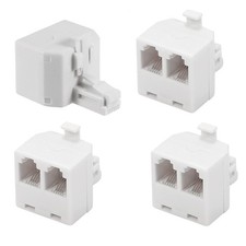 4 Pack 1 Male to 2 Female RJ11 Telephone Splitter, Wall Jack Adapter, White