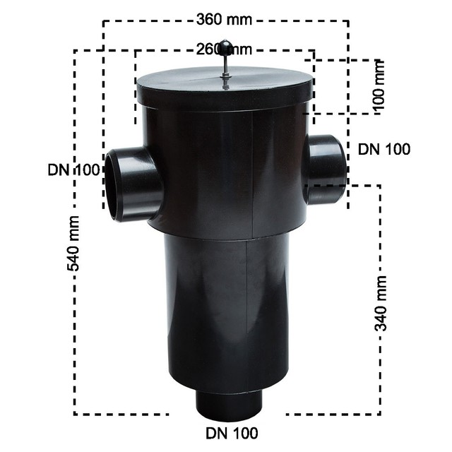 Regenwasserfilter 3P Gartenfilter S – Für Zisternen, DN100 Anschluss, Maschenweite 1 Mm