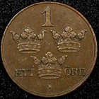 SWEDEN Gustaf V Bronze 1910 1 Öre Better Date UNC KM# 777.2 (24 094) — photo 2