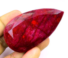 380.50 Ct Natural Huge Red Ruby Certified Earth-Mined Pear Cut Loose Gemstone