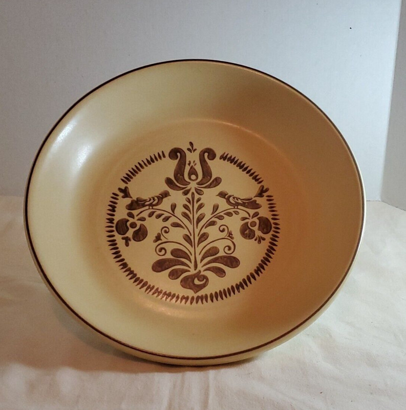 PIE PLATE PFALTZGRAFF 9" Beige & Brown Floral Design VINTAGE Pottery WHOLESALE