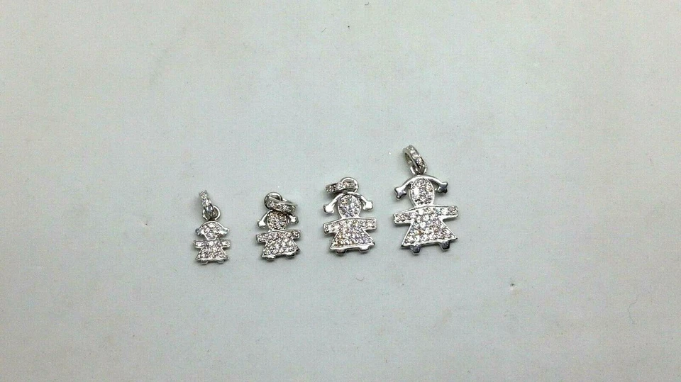 COLLANA CIONDOLO BEBE' BIMBA ARGENTO 925/1000 RODIATO ZIRCONI BIANCHI EXPLOIT - Immagine 2 di 4