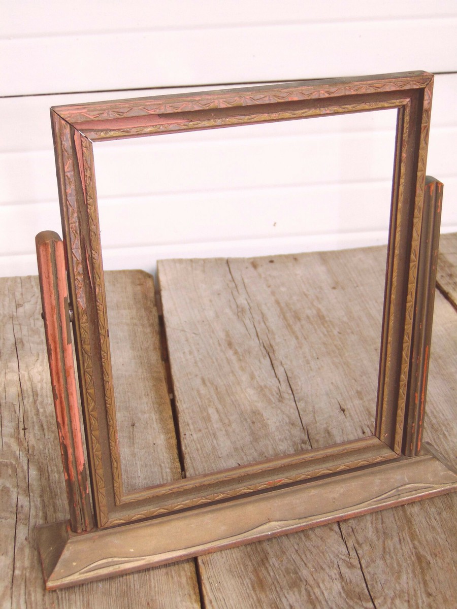 Pair of Antique Wooden Flip Picture Frames Parts rebuild Old