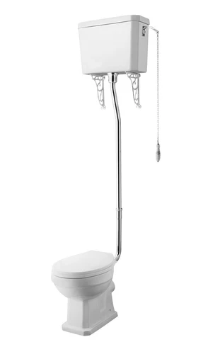 Traditional High Level Toilet Pan, Cistern, Flush Pipe Kit   - White - Picture 1 of 2