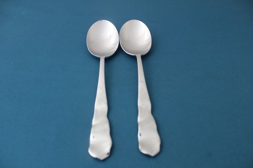 Pottery Barn LETTUCE Teaspoons (Set of 2) 18/8 Stainless Japan 6 3/4"