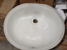 Oval Undermount Bathroom Vanity Sink Off White 17 x 14 Ceramic Vanity Sink