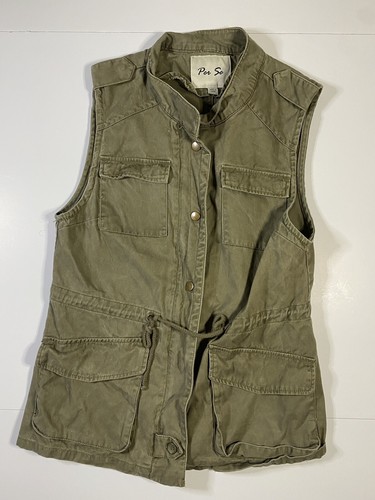 Per Se Women's Olive Green Vest Cargo 