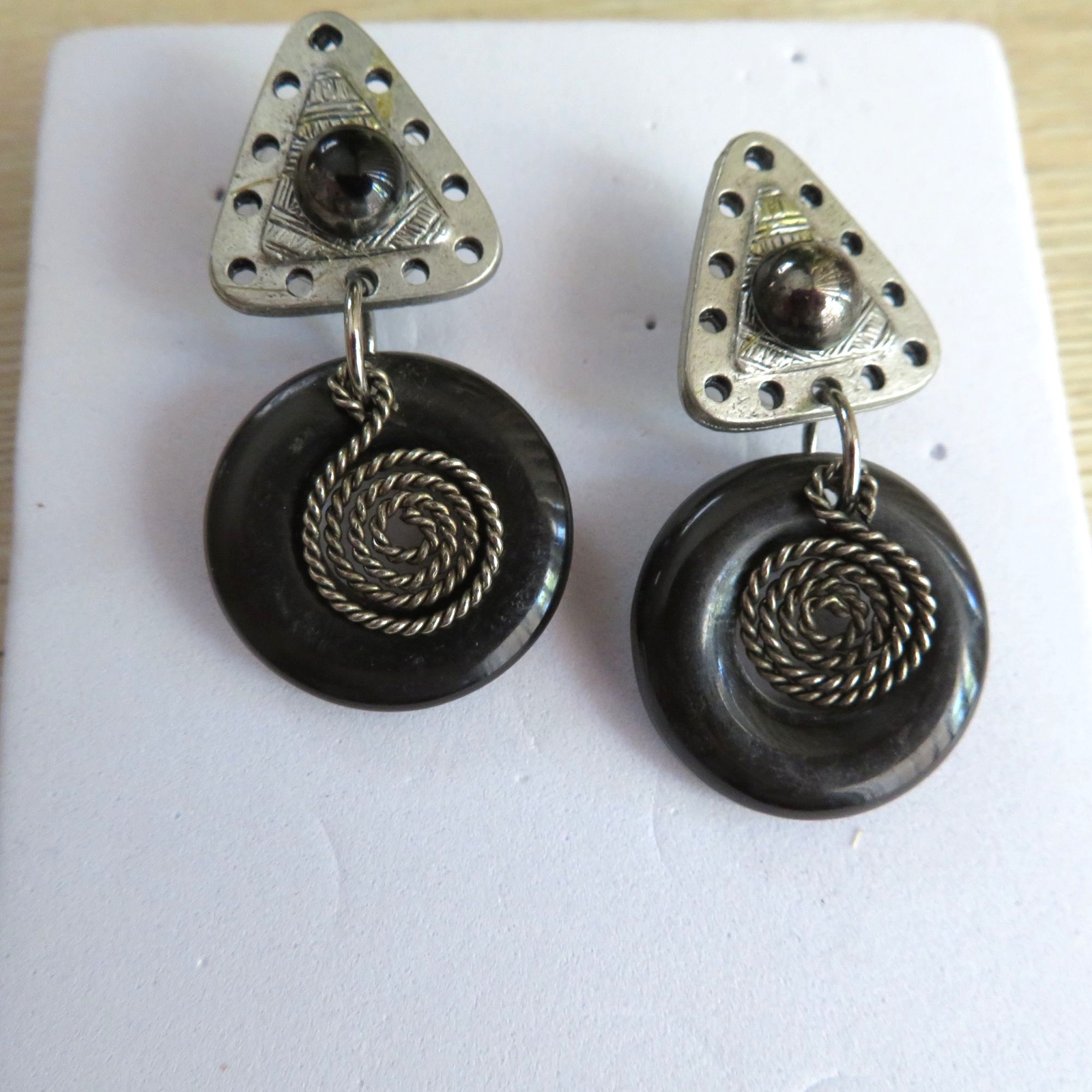 Artisan Dangle Drop Post Earrings Boho Hippie Uns… - image 6