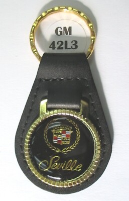 Black SEVILLE 42L3 Leather Gold Tone Key Ring 1990 1991 1992 1993 1994 1995 1996