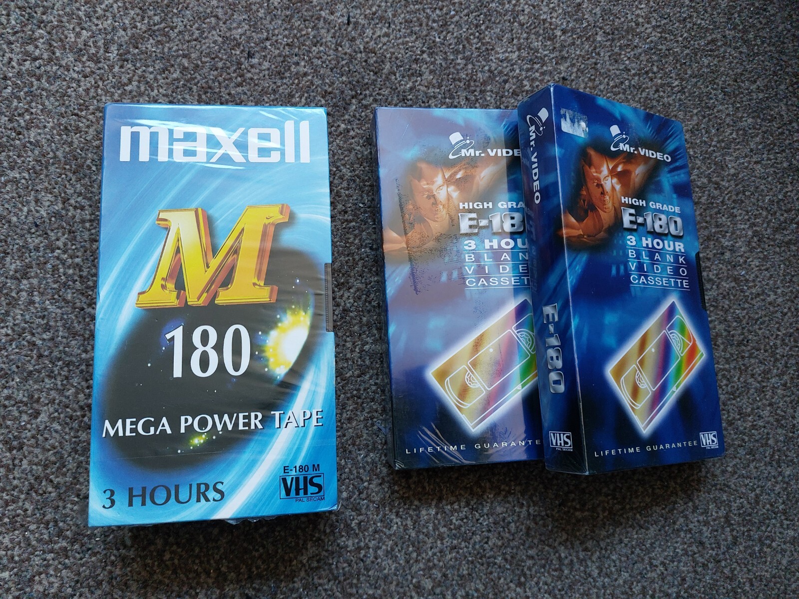4 Blank E-180 VHS Video Tapes - 3 Hours (180 Mins) - New And Sealed