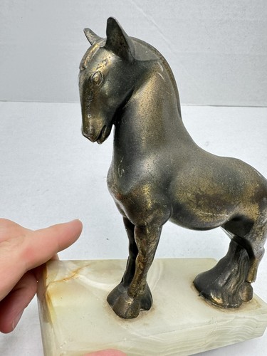 Antique BRONZE HORSE FIGURE Stone Base Equestrian Figurine Equine Sculpture Vtg - Picture 12 of 20