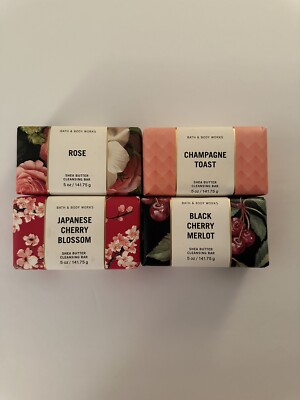 (4) Bath & Body Works Bar Soaps 5oz Rose Champagne Toast Black Cherry Merlot