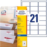 Avery Zweckform J8160-25 Adressetiketten/Adressaufkleber 525 Etiketten 63,5X38Mm