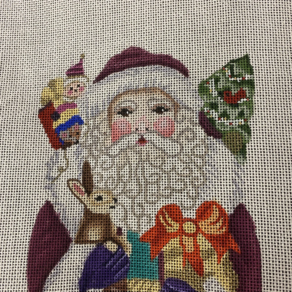 Punta de aguja pintada a mano Amanda Lawford Santa con juguetes animales regalo lona 6034 Foto 2 de 4