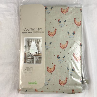 Dunelm Country Hens Pencil Pleat Kitchen Curtains 117 X 137cm 46 X