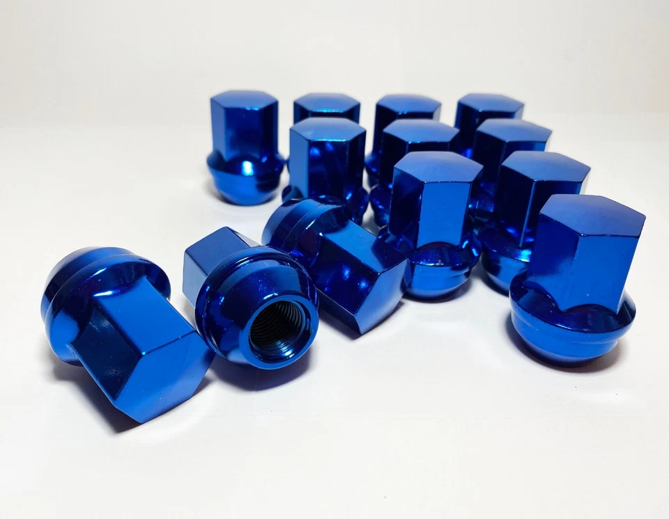 Tuercas de tuerca estilo fábrica lisas para GMC Acadia Savana Sierra 14x1,5 azul 24 piezas Foto 2 de 4