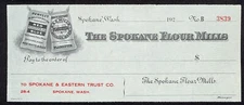 Spokane, WA "The Spokane Flour Mills" Unused Bank Check c1920-29 Scarce 