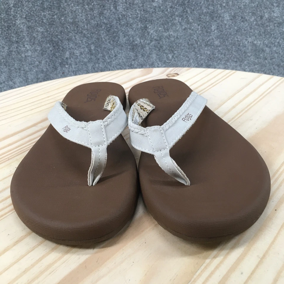 Sandalias Flojos para mujer 10 chanclas tanga planas sin cordones de cuero sintético blanco Foto 4 de 4