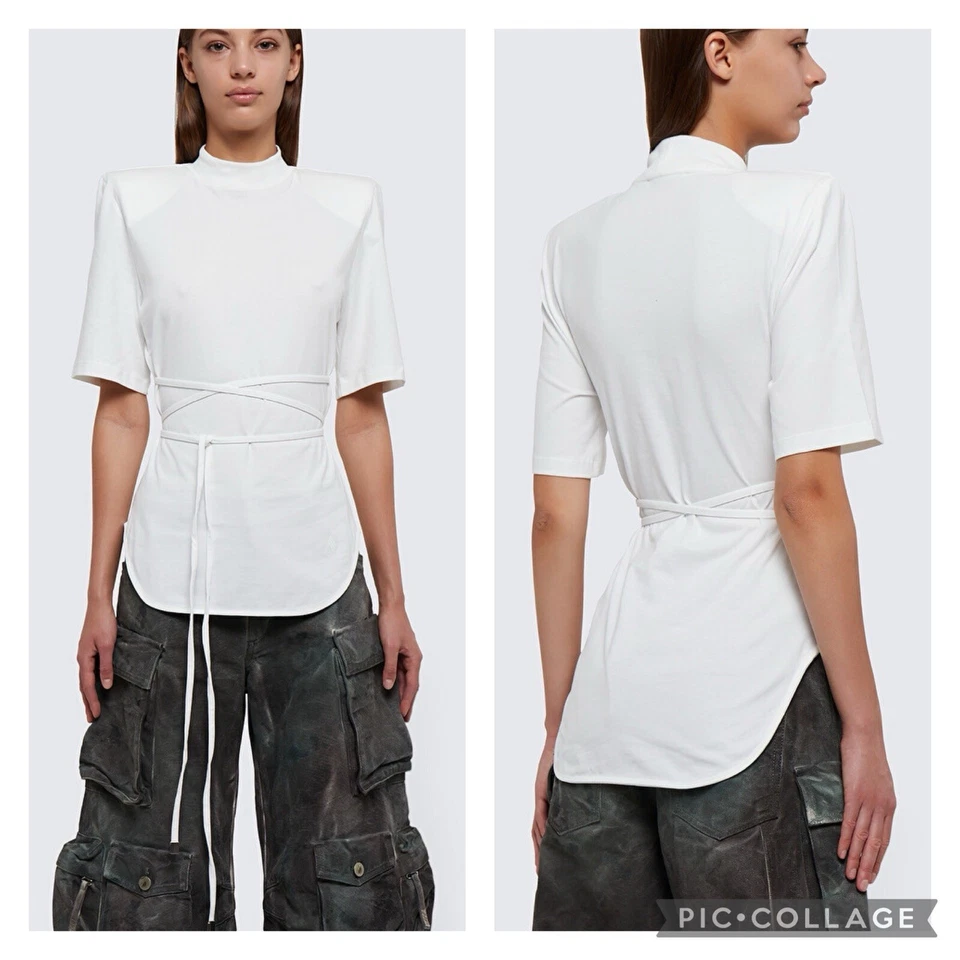 The Attico Aurelie Tie Wrap Belt T-Shirt White 36 / 00 - Image 2 of 4