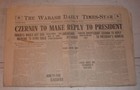 Wabash, IN Daily Times-Star, Feb. 16, 1918 - Czernin to Reply to Pres. Wilson