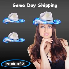 Light Up Purple Iridescent Space Fun Cowboy Hats - Pack of 2 By Party Glowz