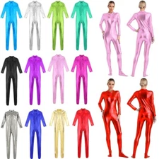 Women's Leotard Clubwear Rompers Front Zipper Catsuit Mock Neck Jumpsuit Yoga