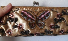 Beaded Embroidered PURSE Shoulder X-Body Bag Clutch 2 Different Straps Butterfly