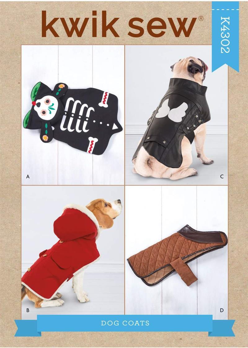 Schnittmuster aus Papier Kwiksew 4302 Hundemantel mit Gurt und Kapuze |  eBay.de
