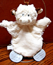 Demdaco Plush Cow/Bull Flat Security Blanket Soft Rattle Baby Toy 9"x6"   954