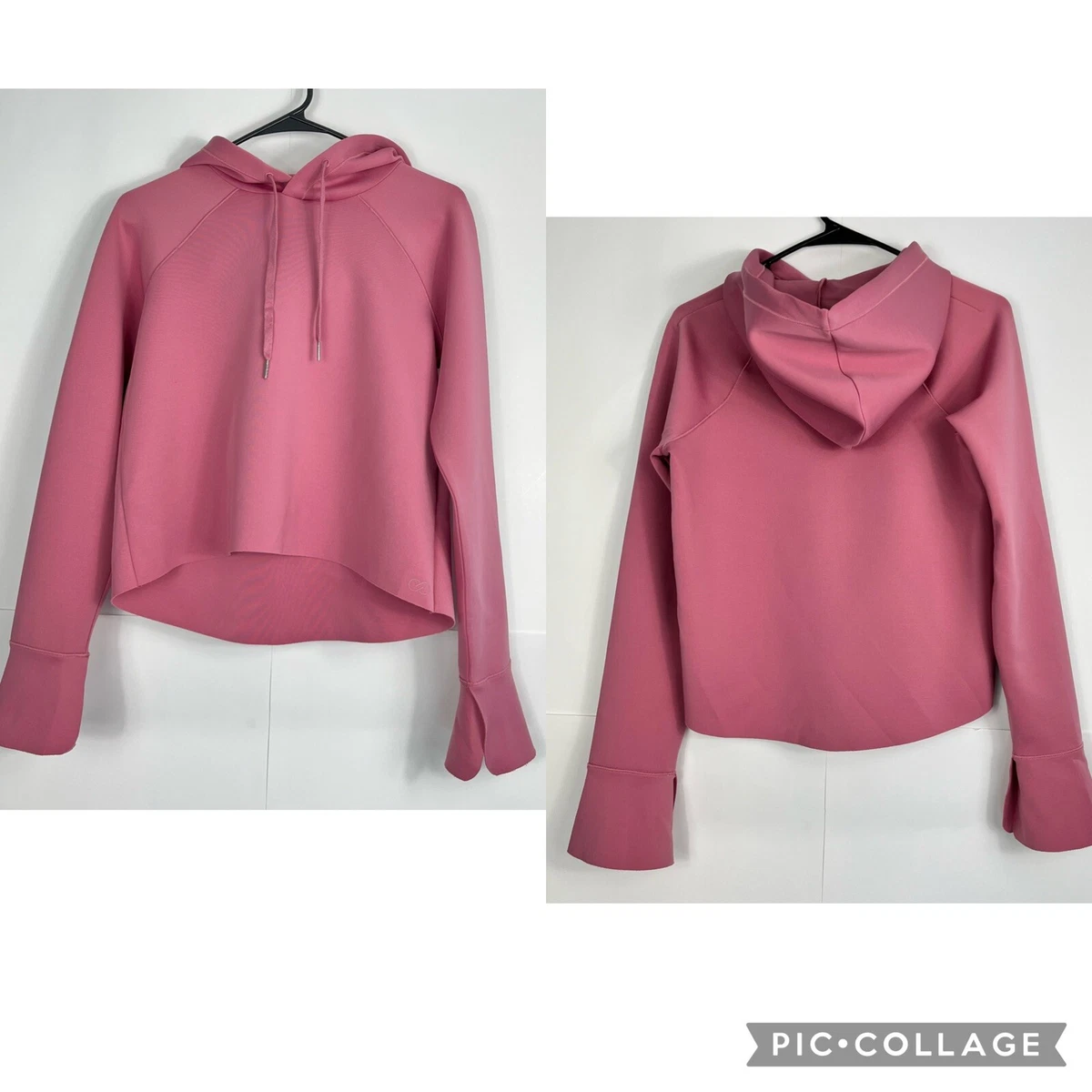 CALIA Carrie Underwood Women XS Scuba Bell Sleeve Pink Cropped Hoodie Activewear