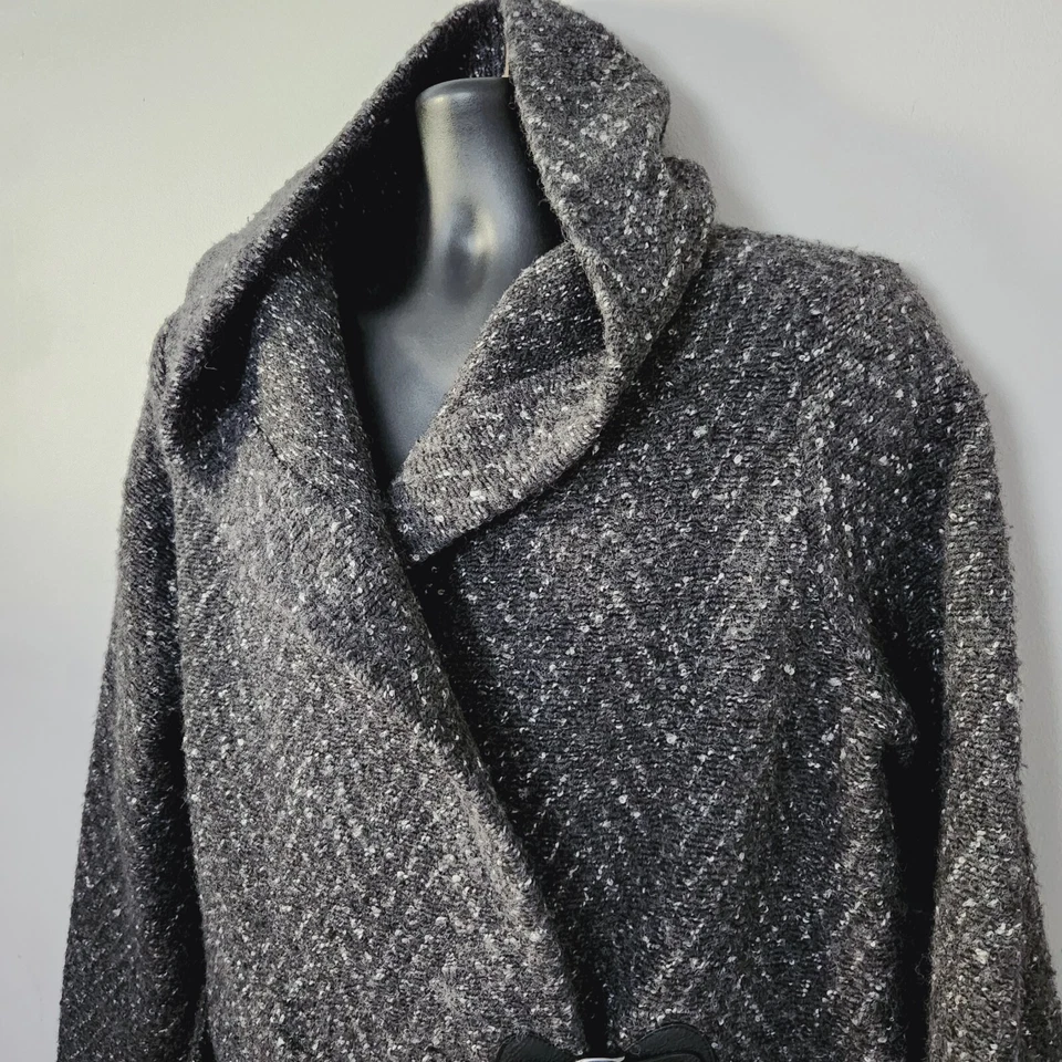 Suéter PAUL COSTELLOE Off Center Lana Cocoon Cárdigan Capucha Correa de Cuero Foto 2 de 4