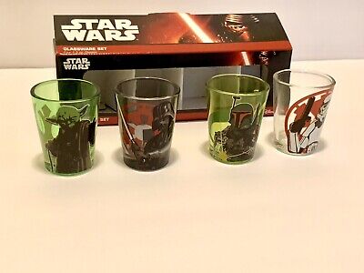 Star Wars Shot Glasses Set of 4 1.5oz Yoda Vader Boba Fett Storm