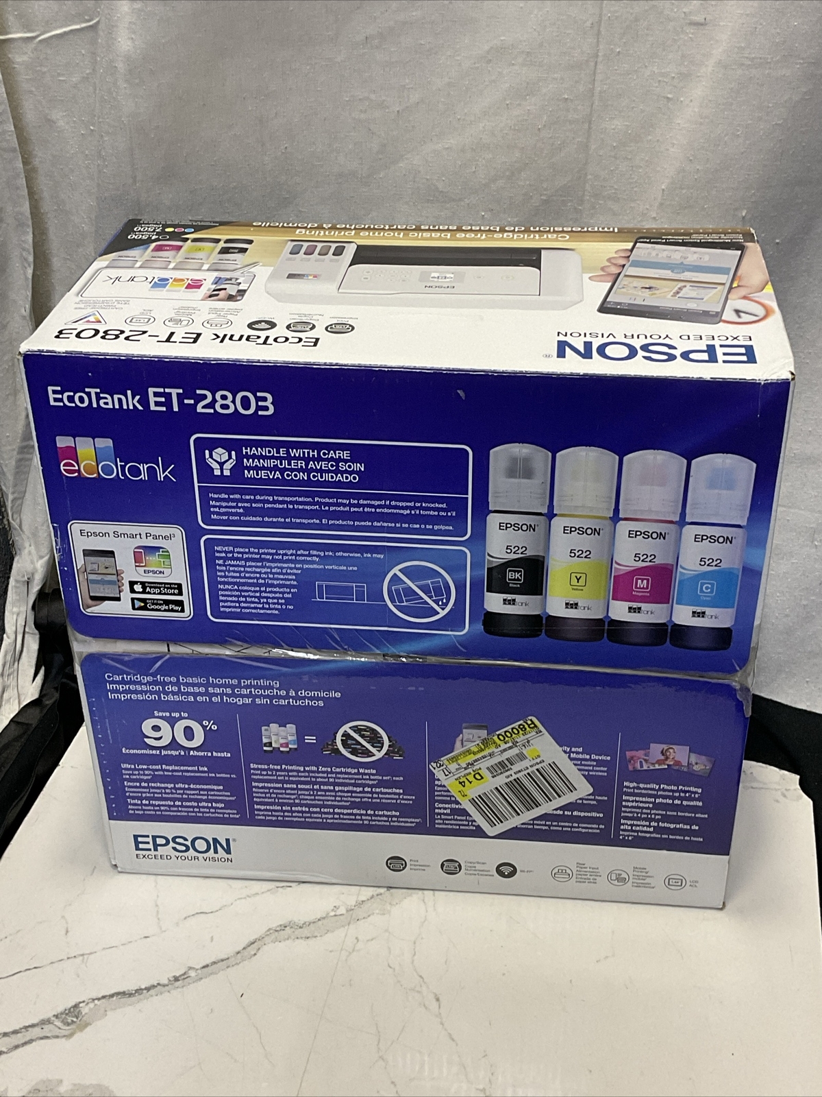 Epson EcoTank ET-2803 Color Inkjet All-In-One Printer - White NEW