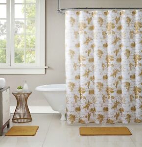 Ganchos De La Cortina Ducha, White Gold Shower Curtain