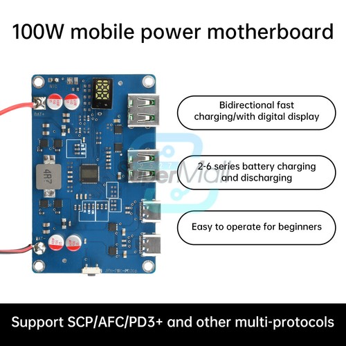 100W PD QC Bidirectional Fast Charging Module Mobile Power Bank Motherboard MPPT - Zdjęcie 2 z 20