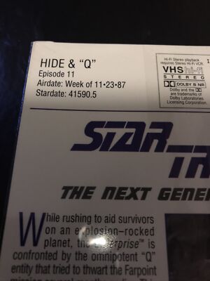 Star Trek The Next Generation Episode 11 Hide & “Q” VHS New Sealed