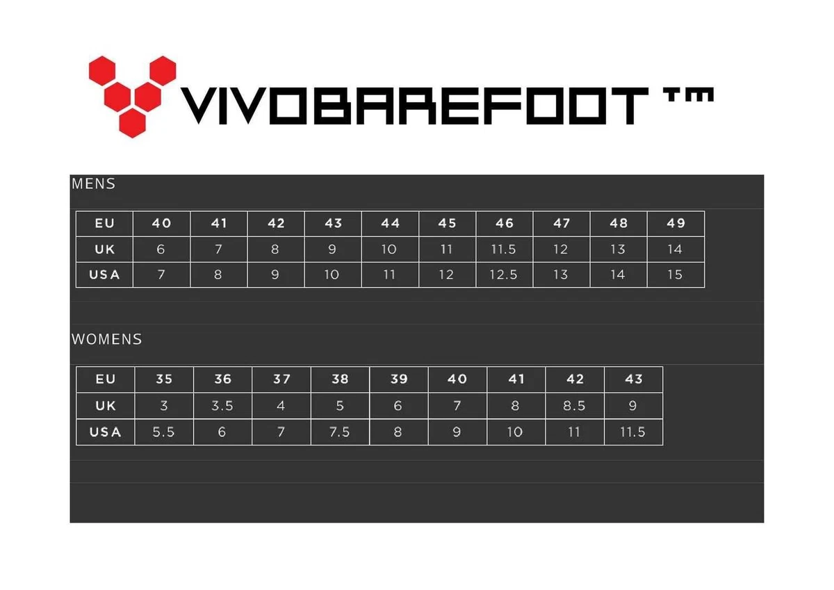 Vivobarefoot hotsell size chart