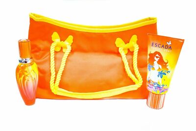 Escada SUNSET HEAT 1.6 oz EDT Spray 5 oz GEL in BEACH BAG 3 Piece GIFT ** RARE *