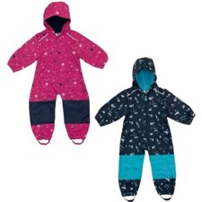 Kids Waterproof Softshell Fleece Lined Puddle All In One Rain Suit Overall