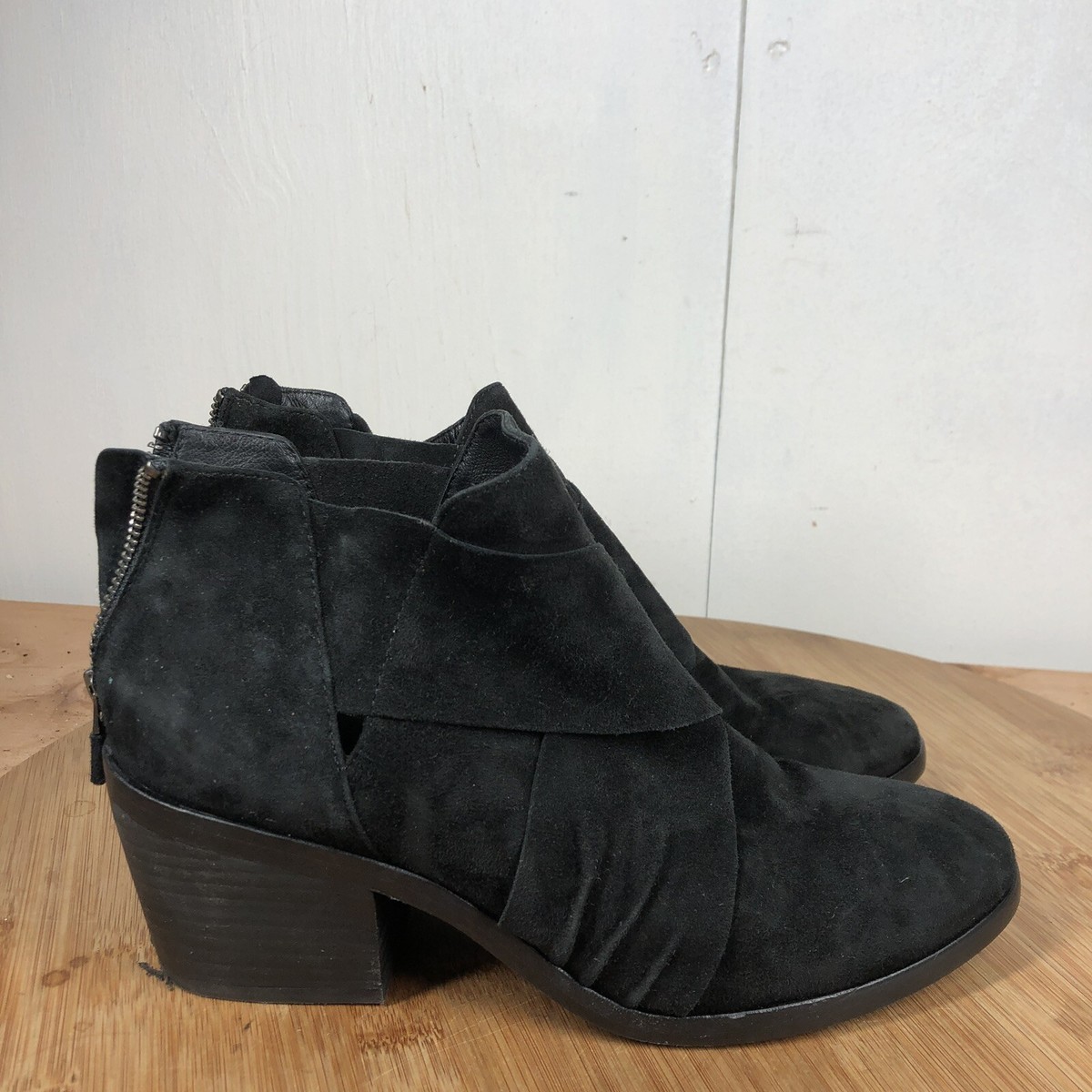 Eileen Fisher Boots Womens 7.5 Black Leather Ankle Shoes 