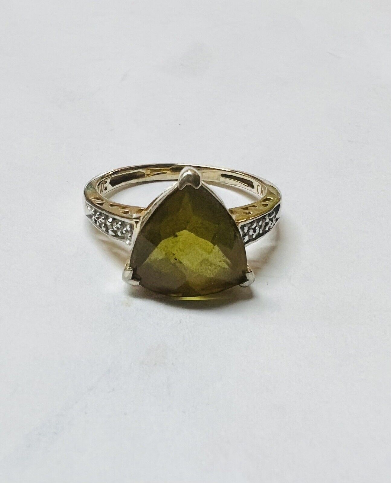 Sterling Silver Vermeil Faceted Peridot And Diamo… - image 4