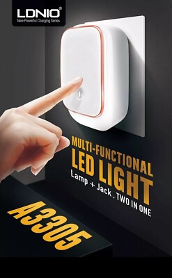 LDNIO Charger 3 USB 3.4 a with night light LED touch NEW And Sealed  A3305